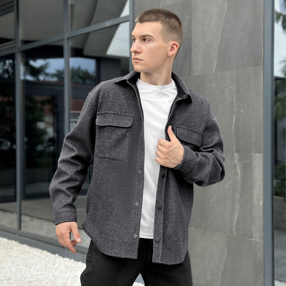 Сорочка-пальто для чоловіків Pobedov Mars. Сорочка демісезонна чоловіча темно-сіра 00000006688 фото