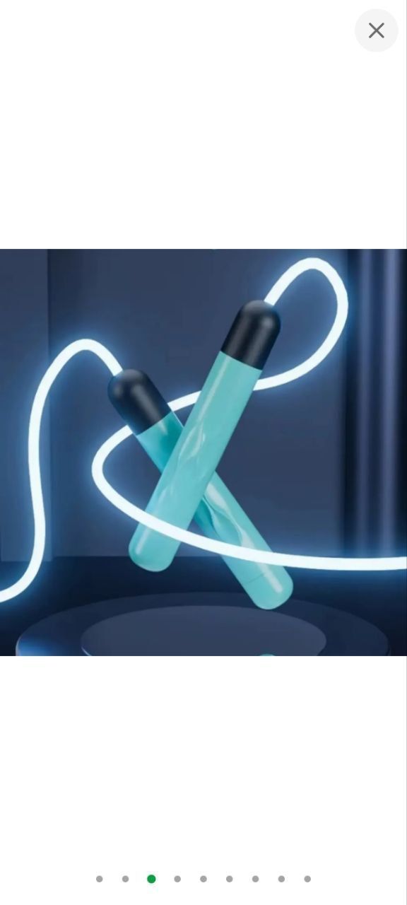 Скакалка світиться Світлодіодна 2.8 м для дітей і дорослих з LED-підсвічуванням на батарейках для занять спортом, блакитна CZYP-913_blue 0477477 фото