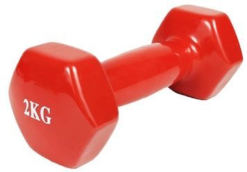 Гантель для фітнесу 2.0 кг EasyFit із вініловим покриттям червона 1474 фото
